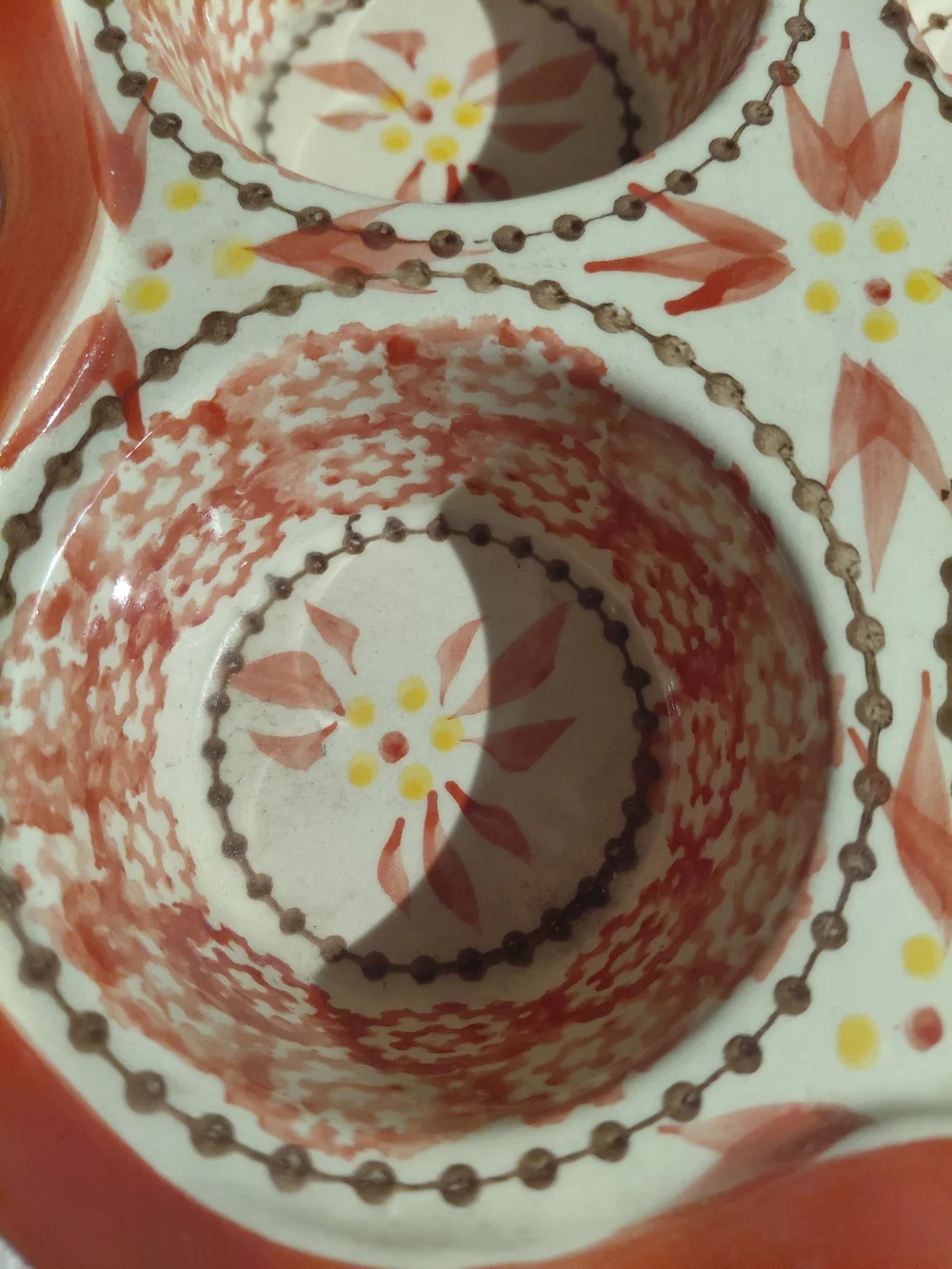 Hand Painted Decorative & Baking Safe Red Ceramic 6-Cup Muffin Pan